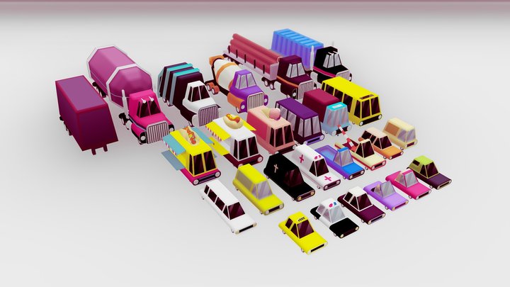 Vehicles Low Poly Pack 3D Model