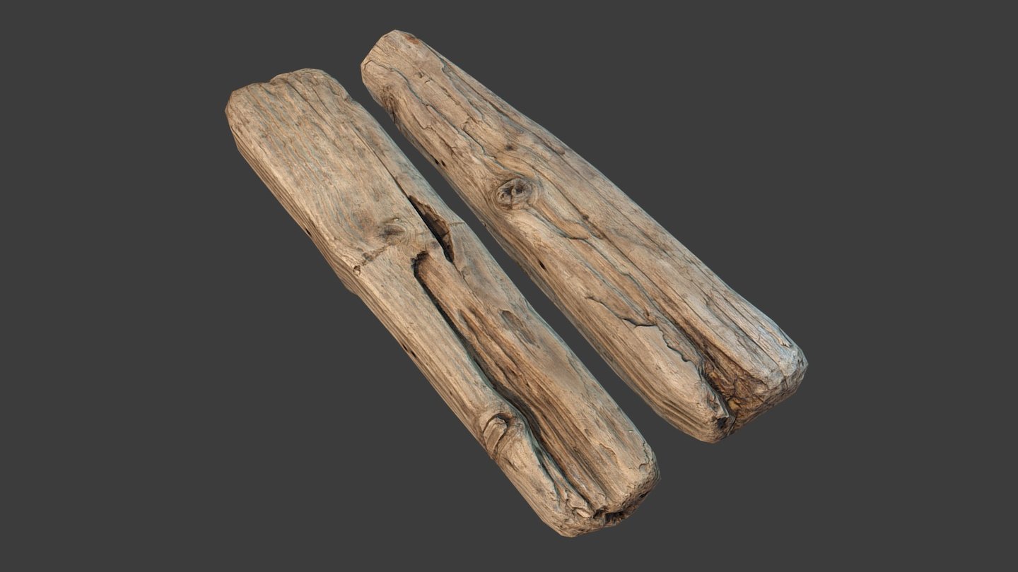 Low poly wooden plank model based on scan data. 