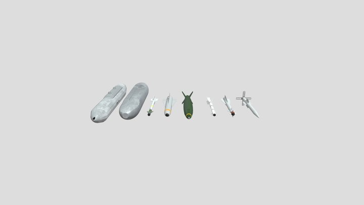 Simple GameReady Weapons for Fighter Jet Games 3D Model