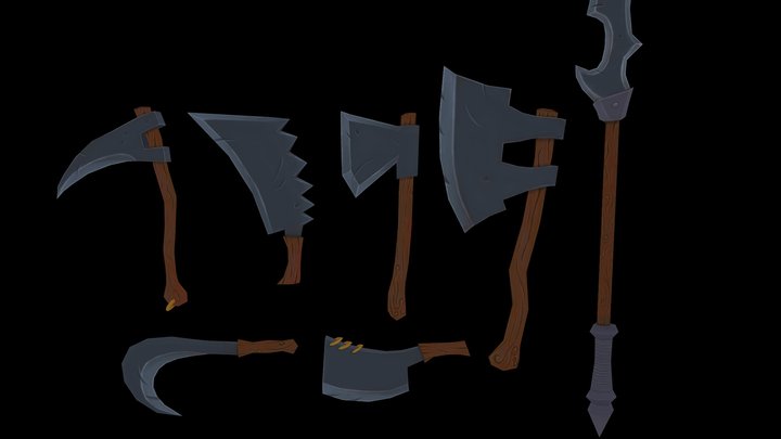 Simple hand-paint RPG Weapons 3D Model