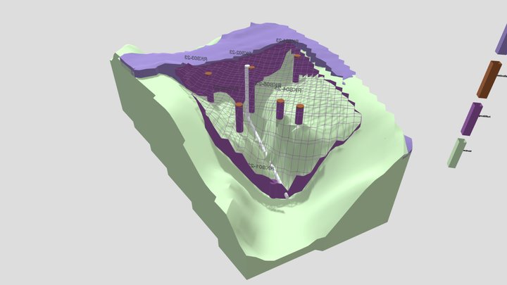 Modell einer Deponie mit Sondierungen 3D Model