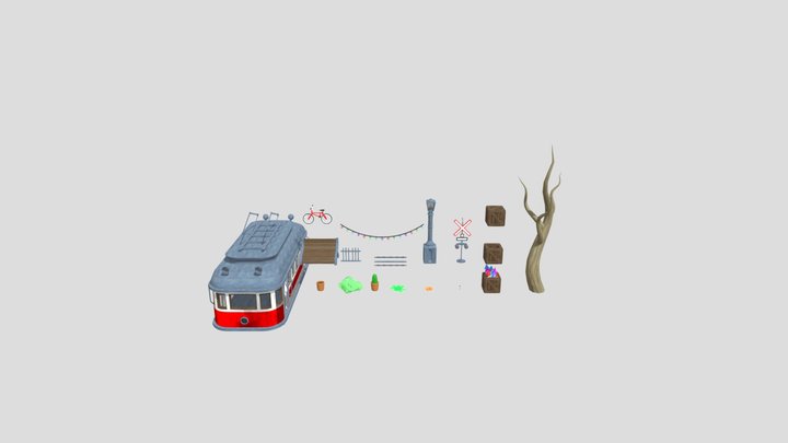 Train Crossing Gym 3D Model