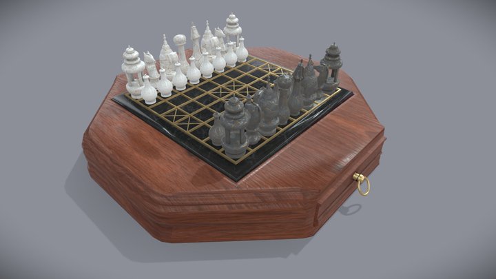 Chaturanga Chess Set 3D Model