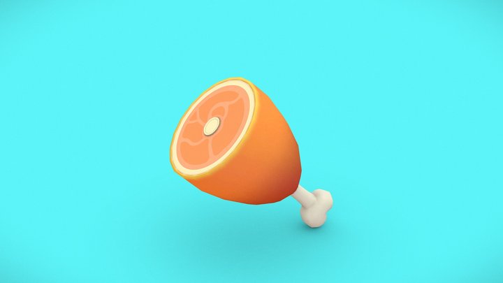 stylized low poly Ham 3D Model