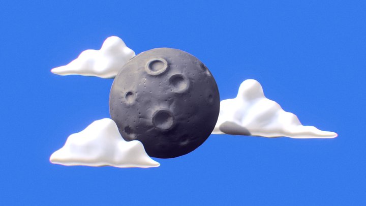 MOON AND CLOUDS 3D Model