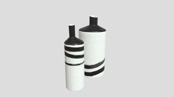 Ceramic flower vase set 2 3D Model