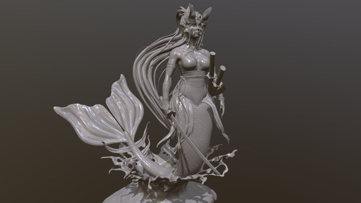 Mermaid Girl Pendant 3D print model 3D Model