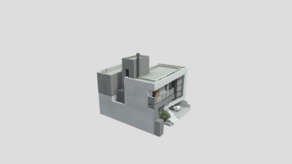 Modern Geometric House: Isometric 3D