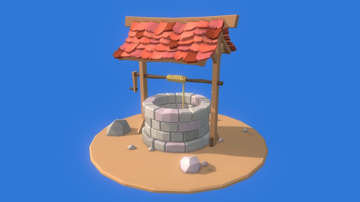 Low poly town well 3D Model