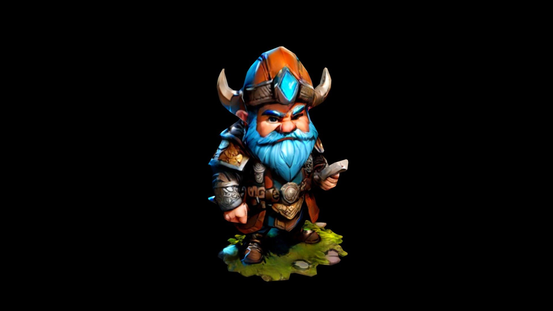 An Illustration Of A Dwarf With A Blue Beard, Ho - Download Free 3d 