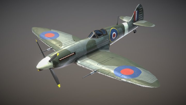WW2 British Fighter Aircraft Spitfire 3D Model
