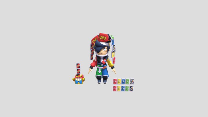 Chester-brawl-stars-uno-skin-t-pose 3D Model