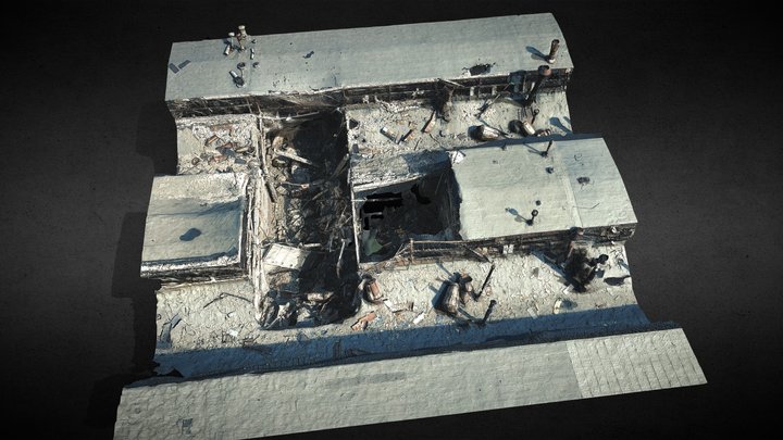 ukraine war destroyed factory roof photoscan 3D Model