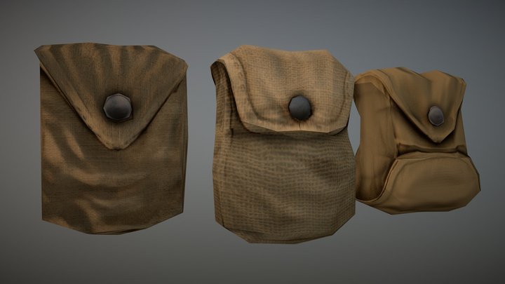 Low poly bags set 3D Model