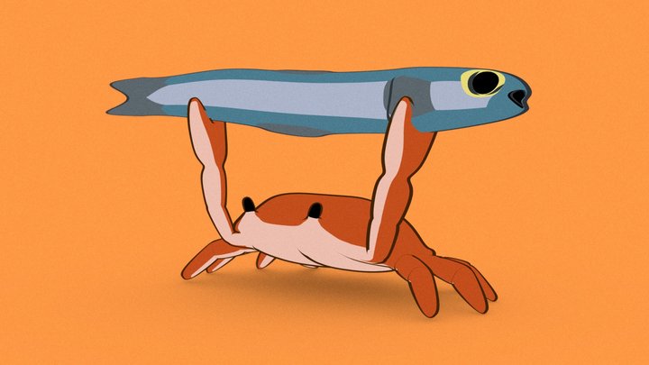 Little Crab HighPoly Outline 3D Model