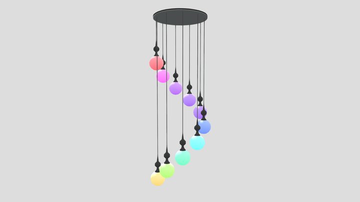 Rainbow Spheres in a Spiral Light 3D Model