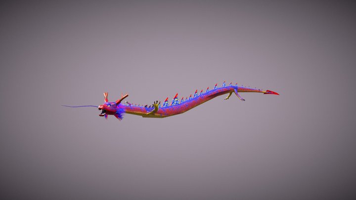 Low Poly Chinese Dragon Iddle Animation 3D Model