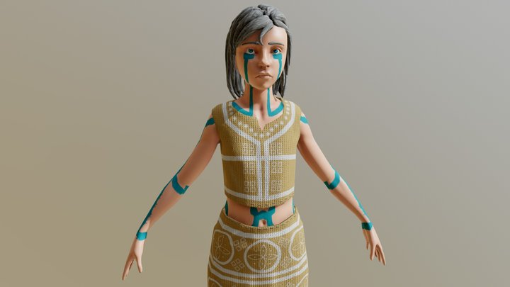 Low Poly Girl 3D Model