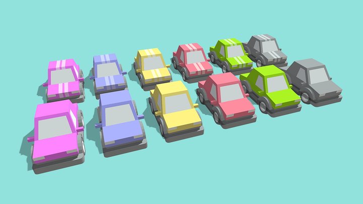 Sedan Cars Low Poly 3D Model