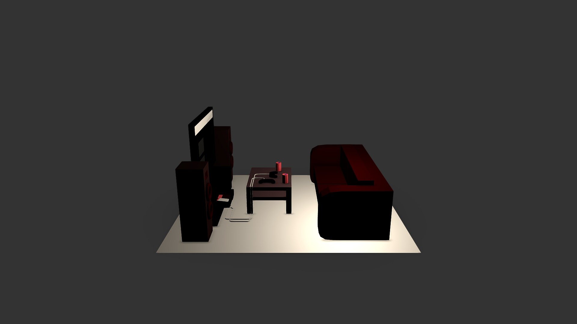 Low-poly Room with TV
