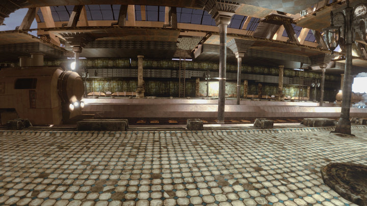 Steampunk Train Station 3D Model