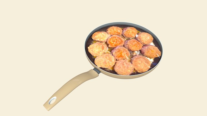 Frying pan with meat – Modelo 3D gratuito STL