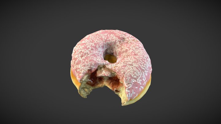 bitten glazed strawberry donut 3D Model