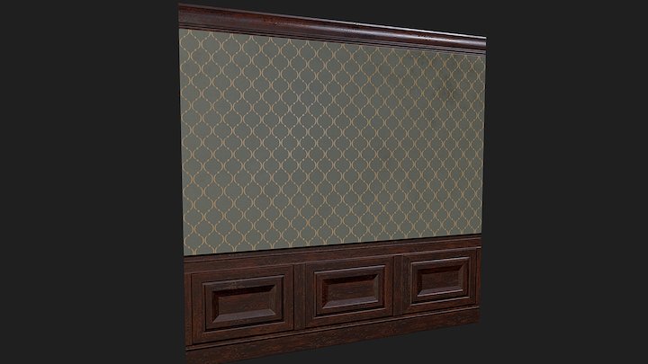 Wall with wainscoting 3D Model