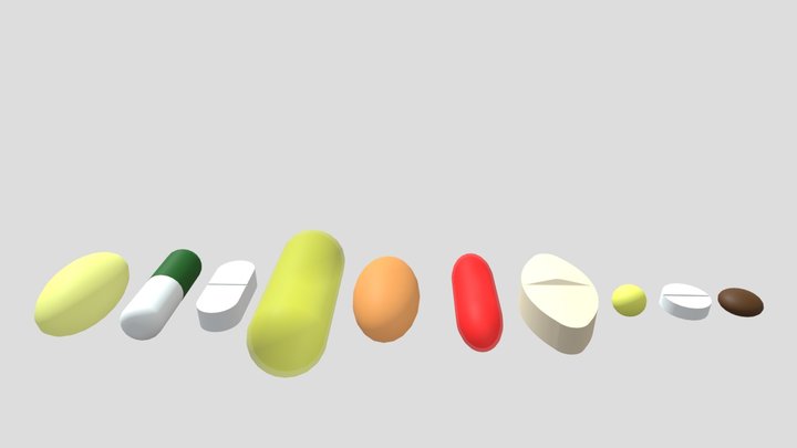10 different types of pills 3D Model