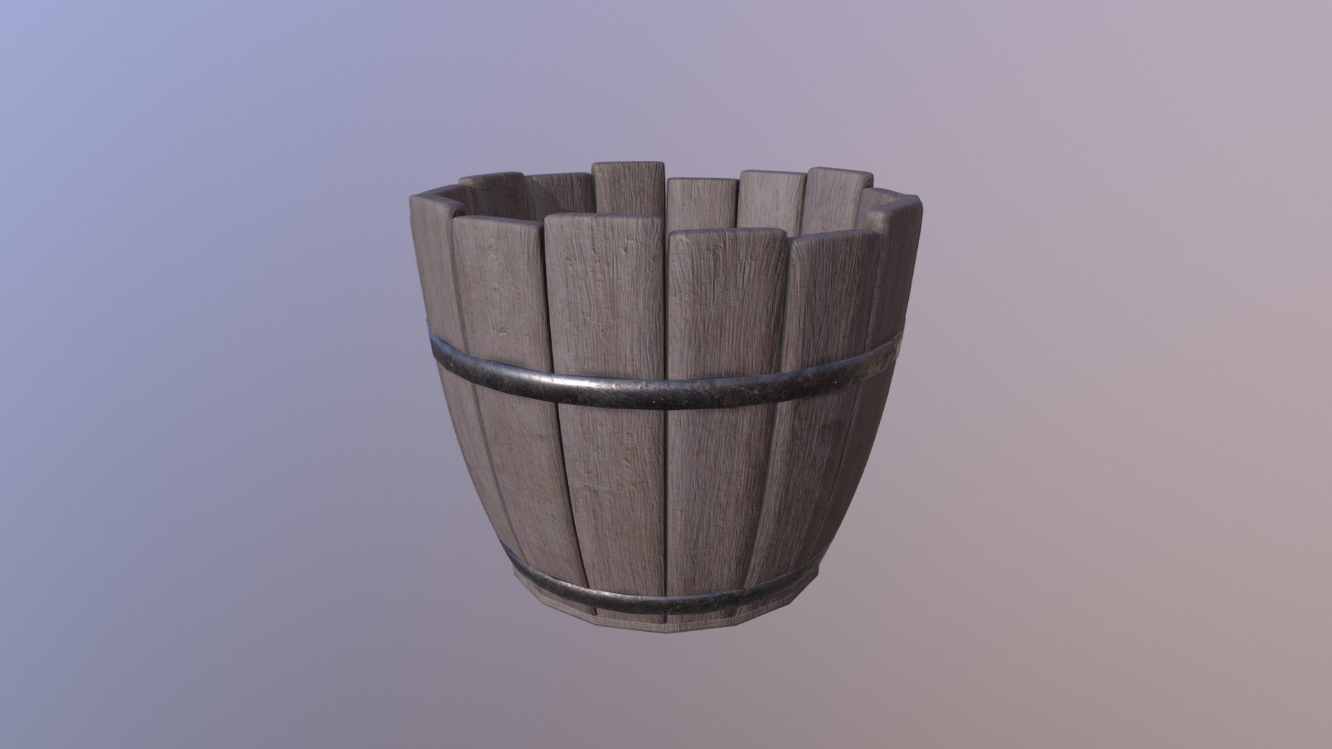 3D model Wooden Bucket – Dirty Rosewood (Variant 2b) - This is a 3D model of the Wooden Bucket - Dirty Rosewood (Variant 2b). The 3D model is about a cylindrical object with a metal frame.