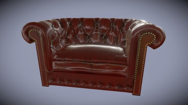 Chesterfield Sofa Low Poly Game Version 3D Model
