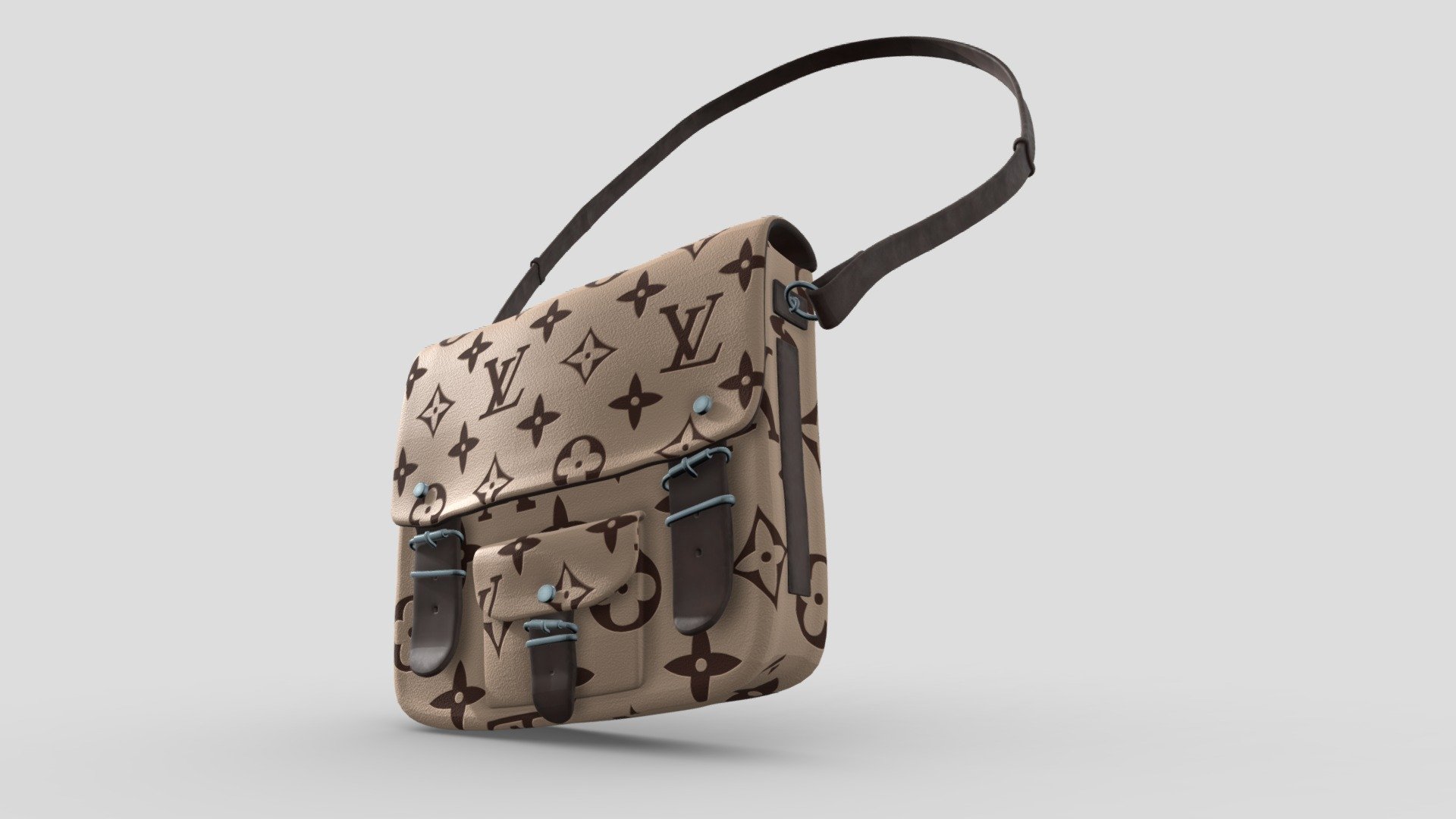 Luxury Monogram Leather Messenger Bag