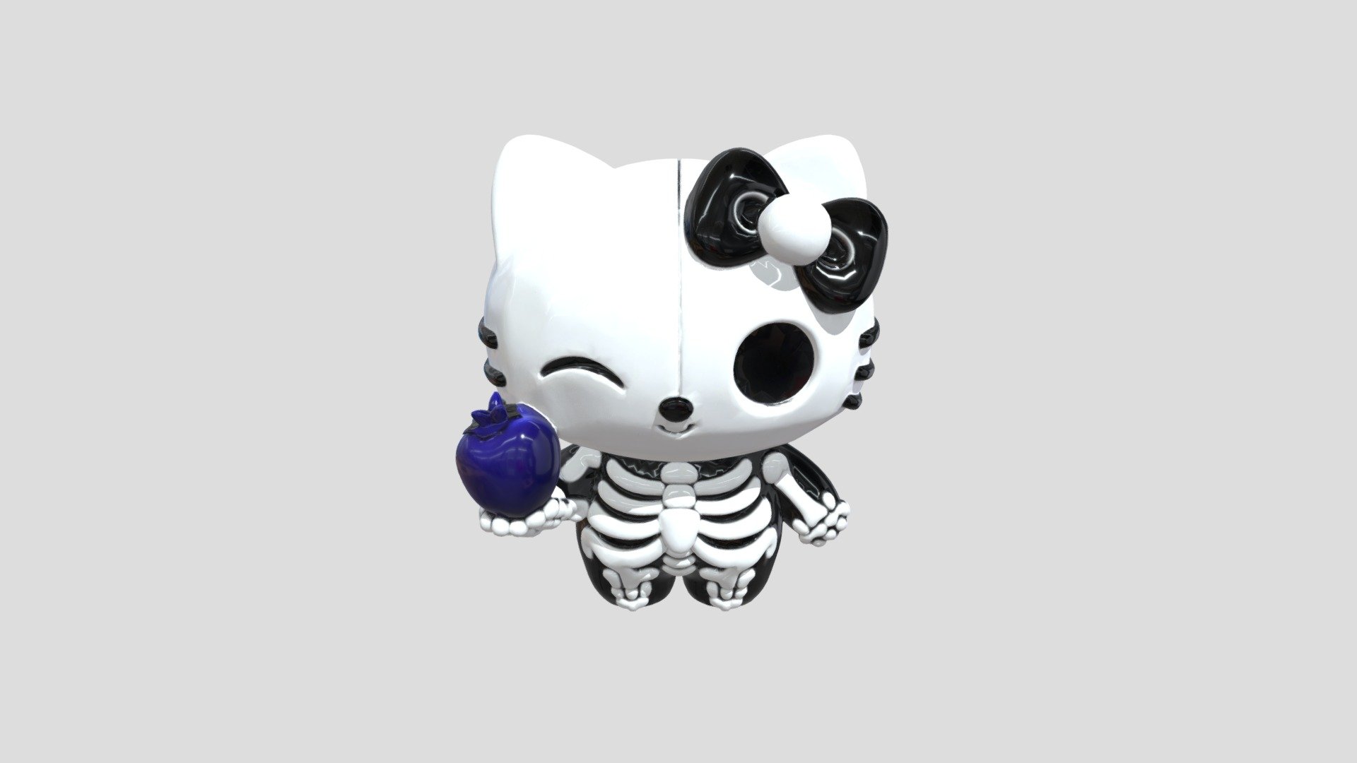 Skeleton Kitty with a Blueberry - 3D model by reflor33 [4c7f642 ...