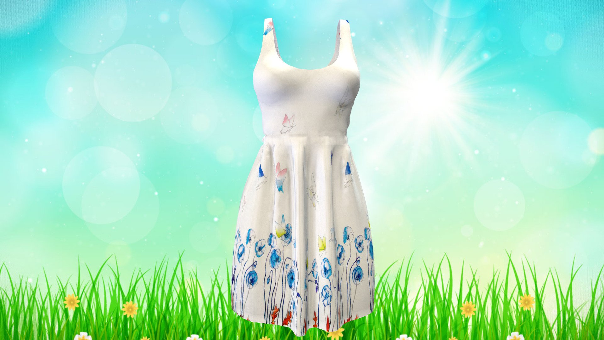 3D EMBELLISHED RUFFLED BACKLESS TOP WITH FLOUNCY HEAT TEXTURED SKIRT