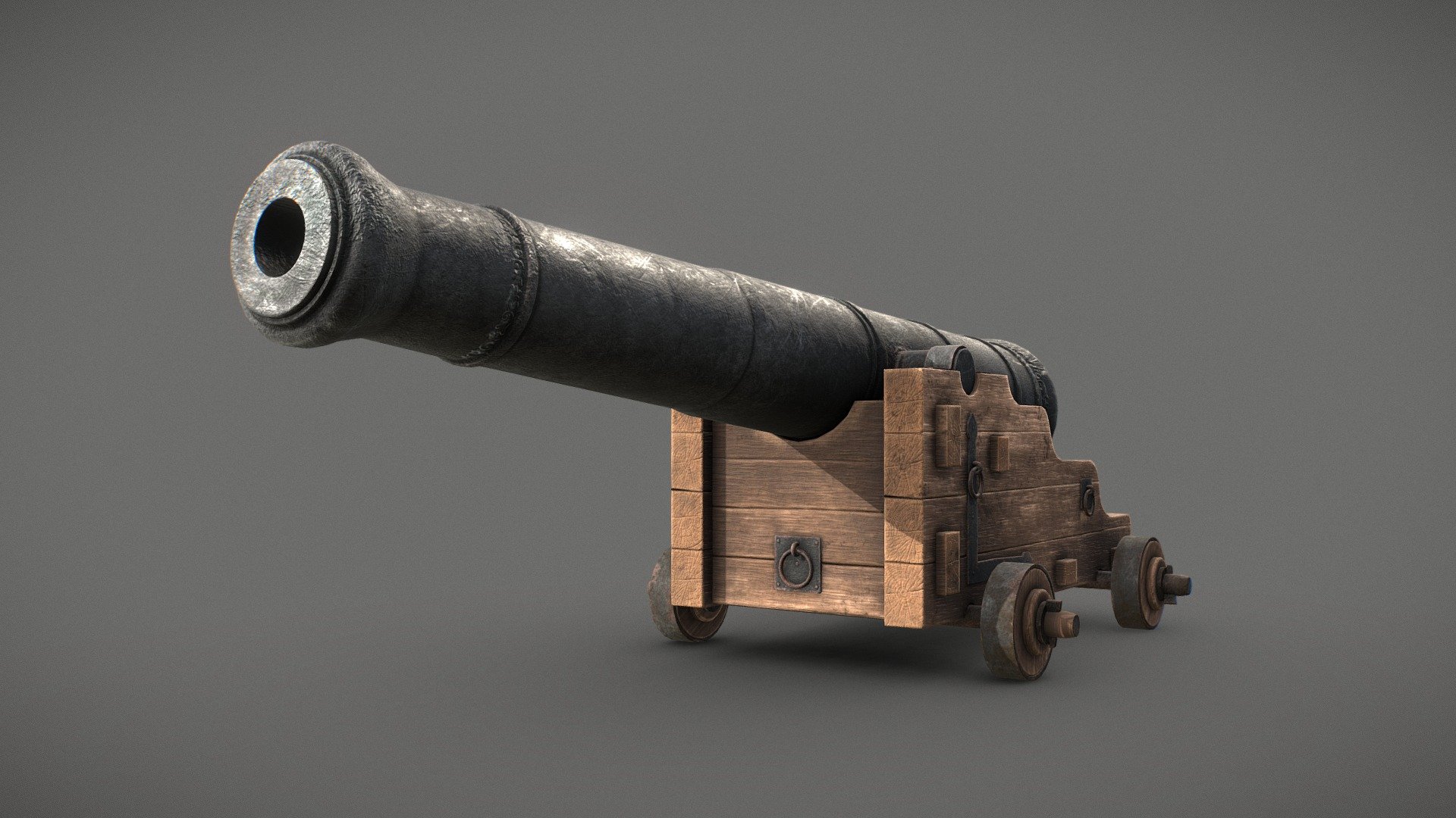 Old Naval Cannon - Low Poly