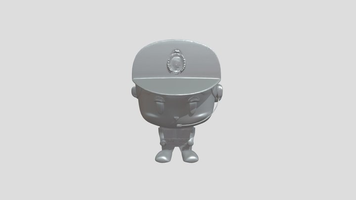 cartoon police officer with headset 3D Model
