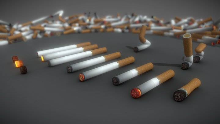 Low-Poly Cigarette Package 3D Model