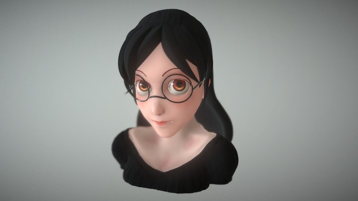 Girl with glasses 3D Model