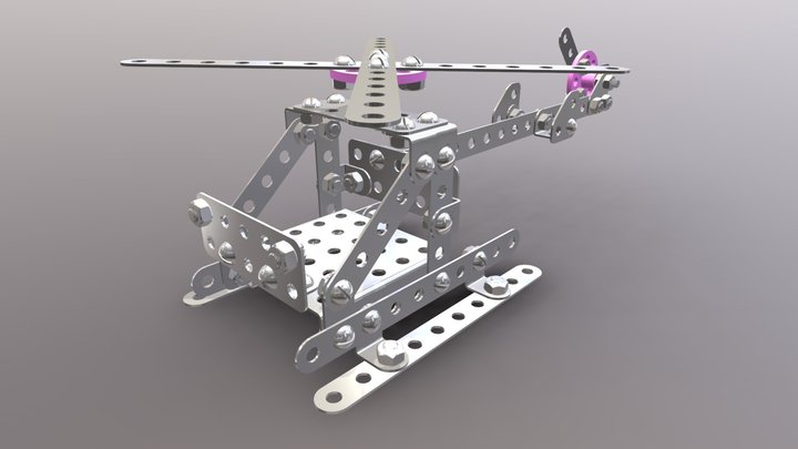 Helicopter from construction kit elements. 3D Model