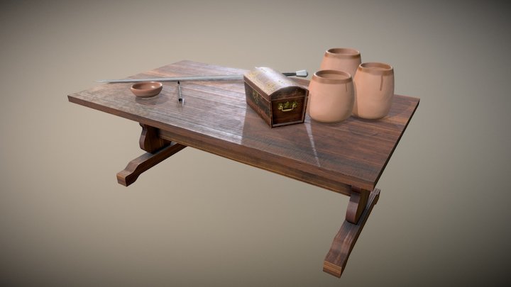 Table with Fantasy Assets 3D Model