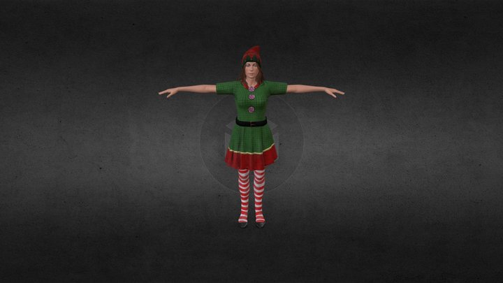 Womens Holiday Elf new year 3D Model
