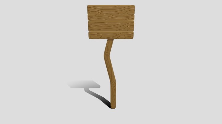Wooden Sign Post 3D Model