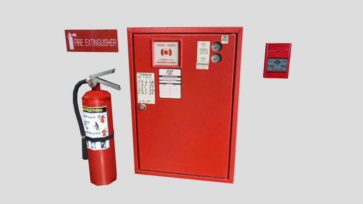 Fire Extinguisher Props (PS1/PS2 Style) 3D Model