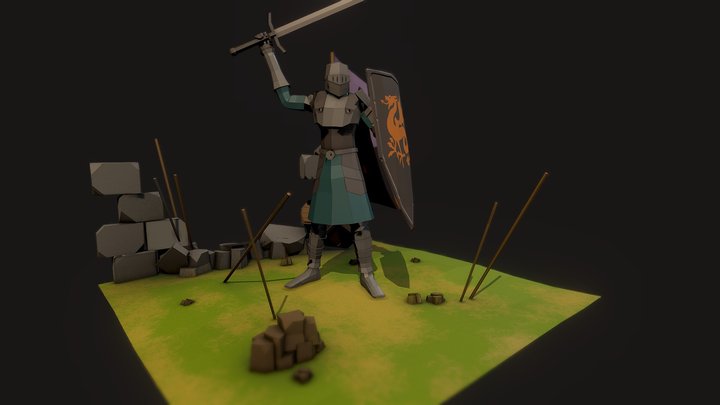 Low Poly Knight – Modello 3D gratuito STL