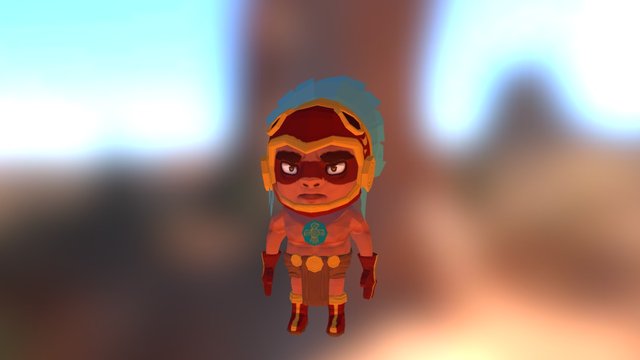 Aztec Warrior LowPoly 3D Model