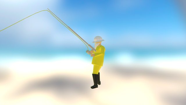 Fisherman Fishing 3D Model