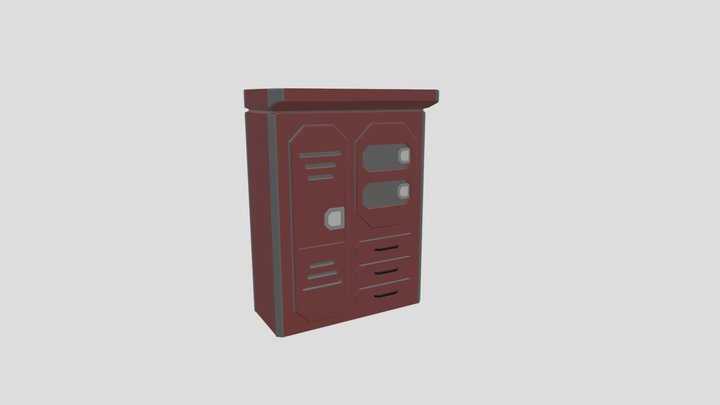 Sci-Fi Locker Red Low- Poly 3D Model