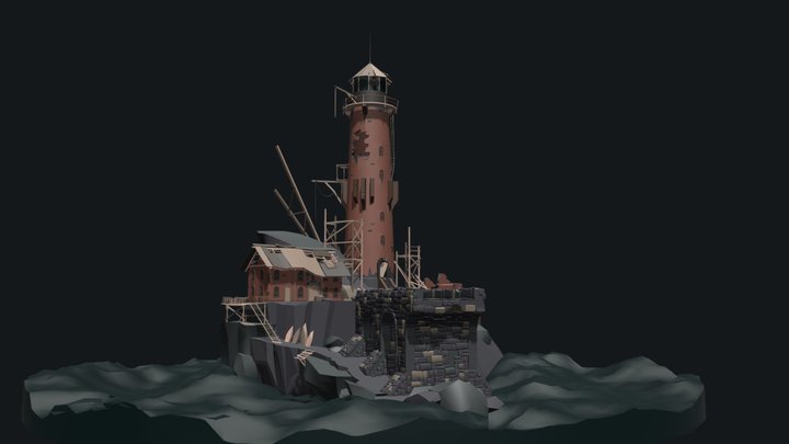 Abandoned lighthouse_Detailed draft 3D Model