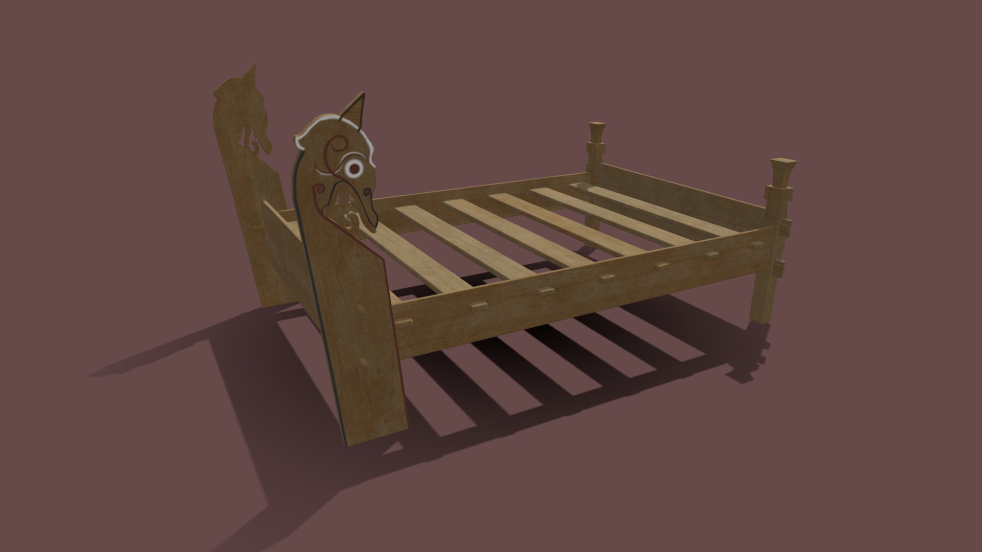3D model Viking Double Bed - This is a 3D model of the Viking Double Bed. The 3D model is about a wooden toy on a table.