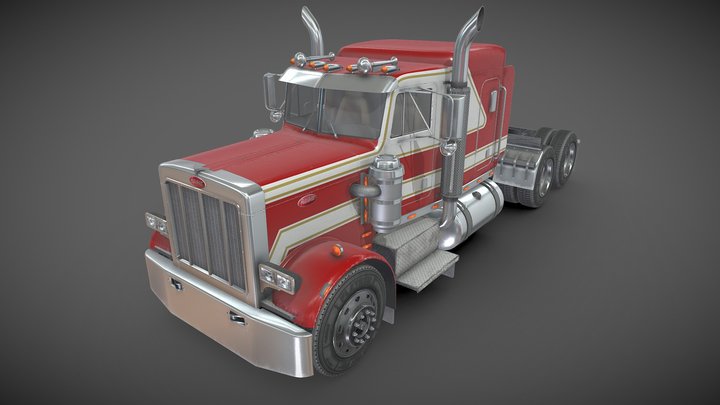 Peterbilt 359 semi truck 3D Model